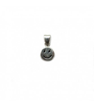 PE001404 Genuine sterling silver small pendant charm solid hallmarked 925 Emoticon Thunder smile 